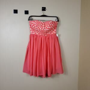 a. drea Coral Lace Top Tulle Strapless Dress Size S